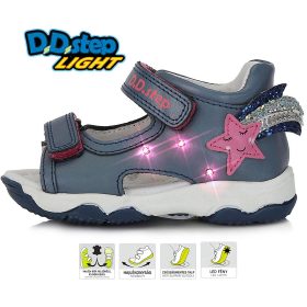 D.D.Step Csillagos sötétkék LED fényű baba szandál