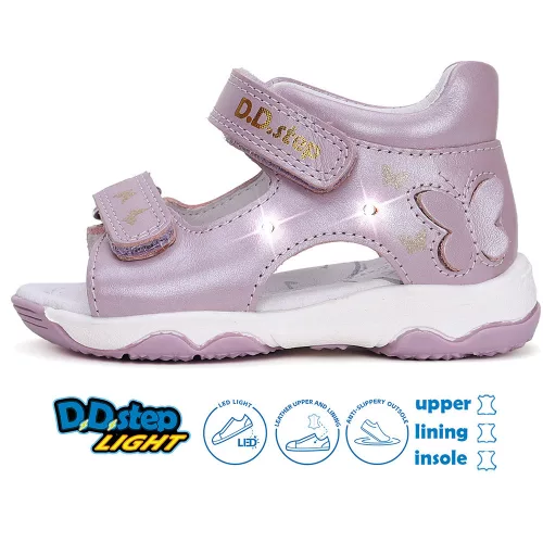 D.D.Step Pillangós lila LED fényű kislány szandál