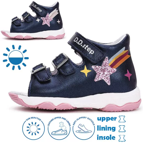 D.D.Step Csillagos sötétkék színváltó baba szandál
