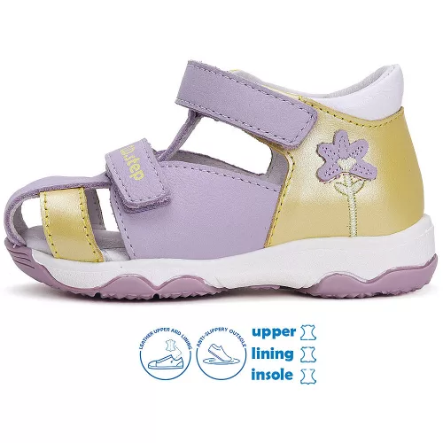 D.D.Step Virágos lila zártorrú kislány szandál