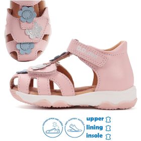   D.D.Step Kékvirágos rózsaszín zártorrú kislány szandál