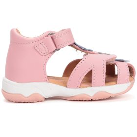   D.D.Step Kékvirágos rózsaszín zártorrú kislány szandál