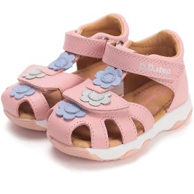   D.D.Step Kékvirágos rózsaszín zártorrú kislány szandál