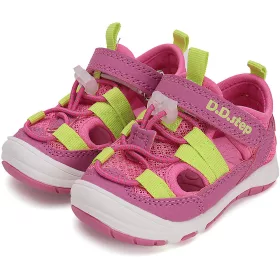 D.D.Step Pink-sárga zártorrú Quick Dry kislány szandál