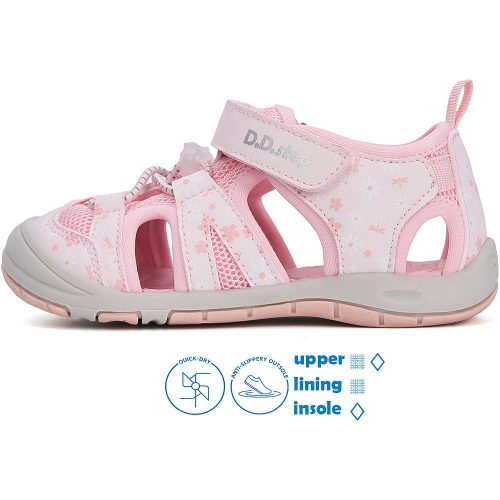 D.D.Step Virágos puncs zártorrú Quick Dry kislány szandál