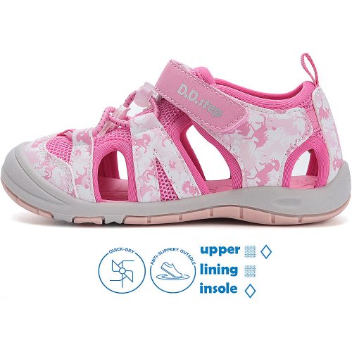 D.D.Step Unikornis pink zártorrú Quick Dry kislány szandál