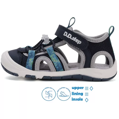 D.D.Step Batikolt-sötétkék zártorrú Quick Dry kisfiú szandál