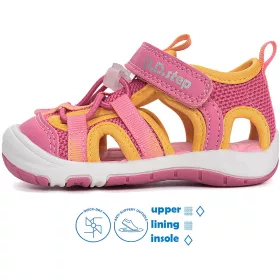   D.D.Step Batikolt-pink-narancs zártorrú Quick Dry kislány szandál