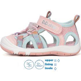   D.D.Step Batikolt-rózsaszín-menta zártorrú Quick Dry kislány szandál