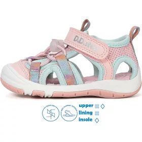   D.D.Step Batikolt-rózsaszín-menta zártorrú Quick Dry kislány szandál