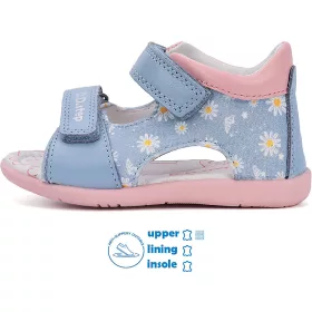 D.D.Step Margarétás világoskék kislány szandál