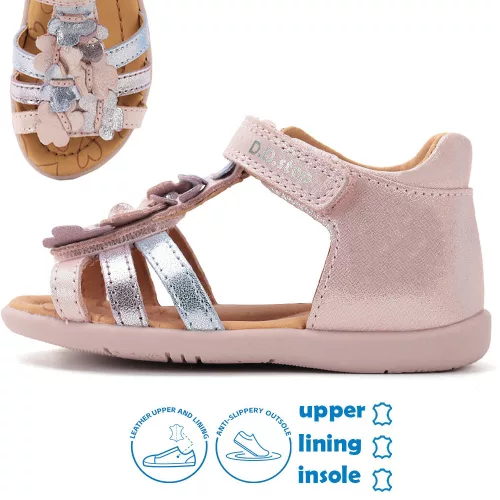 D.D.Step Virágos rózsaszín kislány szandál