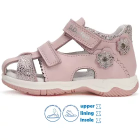 D.D.Step Virágos rózsaszín zártorrú baba szandál