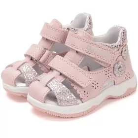 D.D.Step Virágos rózsaszín zártorrú baba szandál