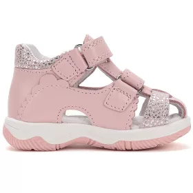 D.D.Step Virágos rózsaszín zártorrú baba szandál