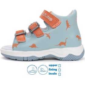 D.D.Step Dínós égkék-narancs kisfiú szandál