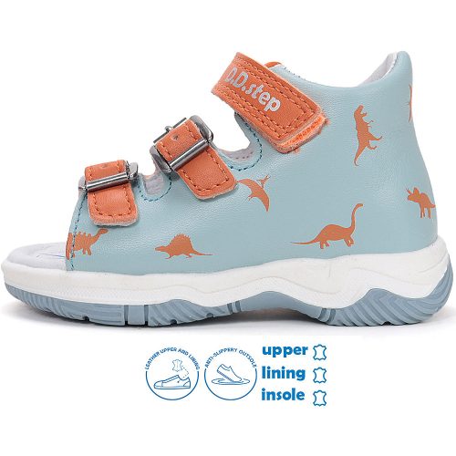 D.D.Step Dínós égkék-narancs kisfiú szandál