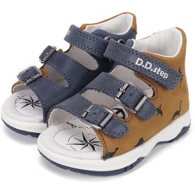 D.D.Step Dínós barna-kék kisfiú szandál