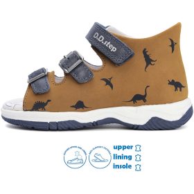 D.D.Step Dínós barna-kék kisfiú szandál