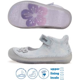 D.D.Step Barefoot Ezüstvirágos kislány félcipő