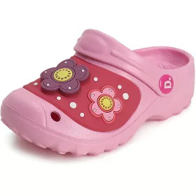 D.D.Step Virágos rózsaszín LED fényű kislány papucs