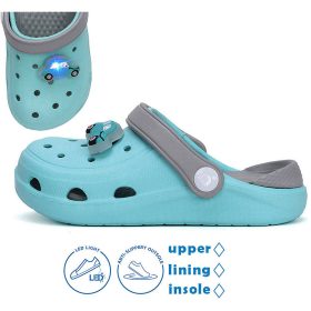 D.D.Step Autós égkék LED fényű kisfiú papucs