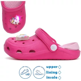 D.D.Step Unikornis pink LED fényű kislány papucs