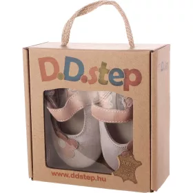 D.D.Step Virágos ezüst bőr babacipő