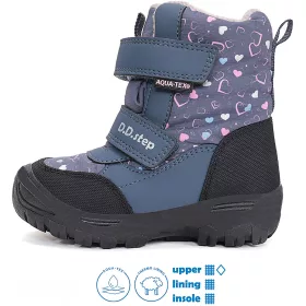 D.D.Step Szíves kék bélelt Aqua Tex kislány bakancs