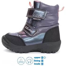 D.D.Step Lila-fekete bélelt Aqua Tex kislány bakancs