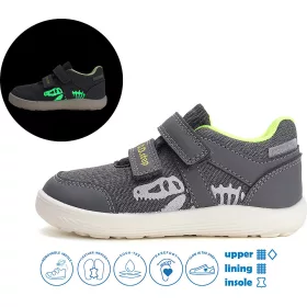   D.D.Step Barefoot Dínós szürke fluoreszkáló Aqua Tex kisfiú cipő