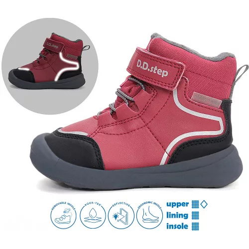 D.D.Step Bordó-fekete Aqua Tex kislány cipő