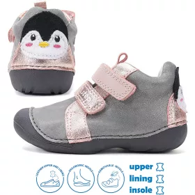 D.D.Step Első lépés Pingvines szürke-rosegold baba cipő