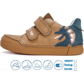 D.D.Step Sárkányos világosbarna LED fényű kisfiú cipő