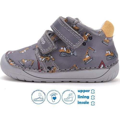 D.D.Step Barefoot Munkagépes szürke baba cipő