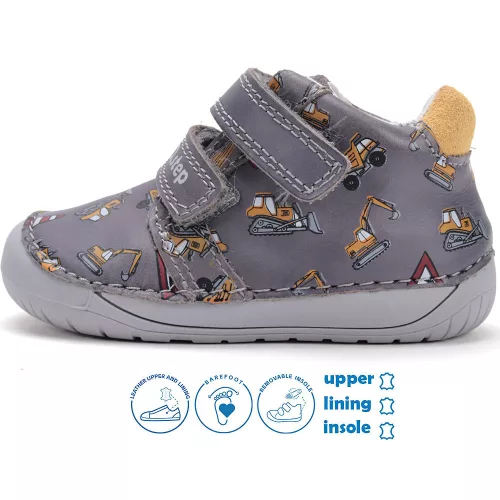D.D.Step Barefoot Munkagépes szürke baba cipő