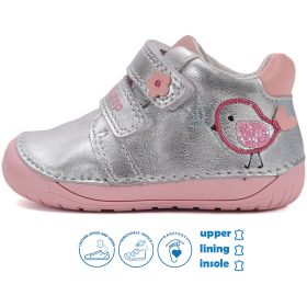 D.D.Step Barefoot Madárkás ezüst baba cipő