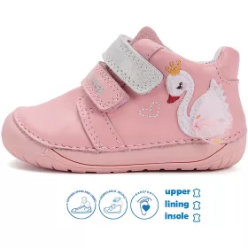 D.D.Step Barefoot Hattyús rózsaszín baba cipő