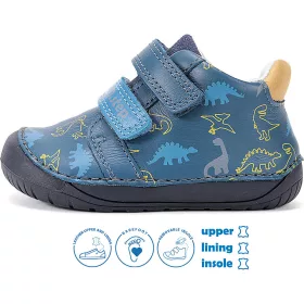 D.D.Step Barefoot Dínós sötétkék baba cipő