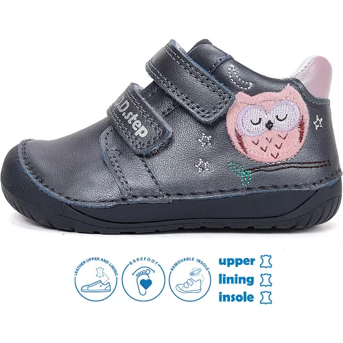 D.D.Step Barefoot Baglyos éjkék baba cipő