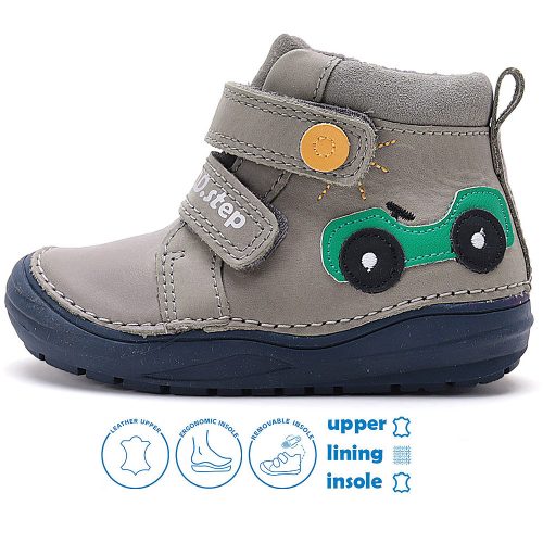 D.D.Step Autós szürke bélelt kisfiú cipő