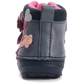 D.D.Step Virágos acélkék bélelt kislány cipő