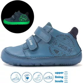   D.D.Step Barefoot Gördeszkás kék fluoreszkáló kisfiú cipő