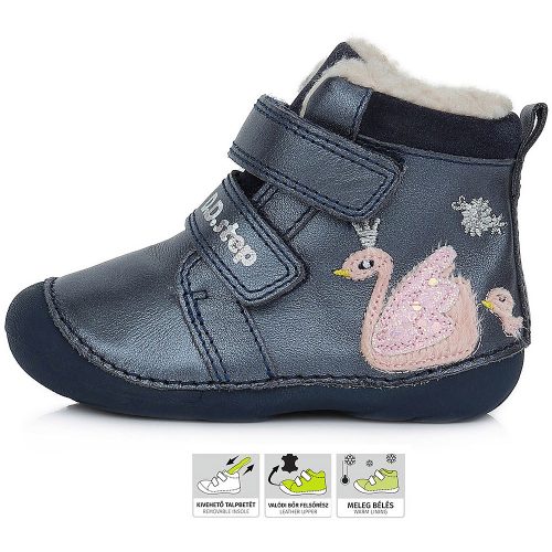 D.D.Step Hattyús kék bélelt baba cipő