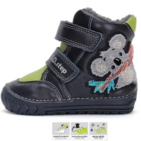 D.D.Step Koalás éjkék-zöld bélelt baba cipő