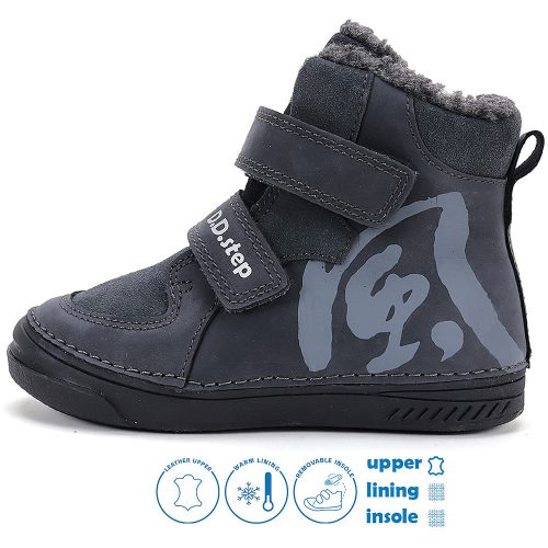 D.D.Step Mintás grafit bélelt fiú cipő