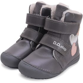 D.D.Step Barefoot Szíves szürke bélelt kislány cipő 