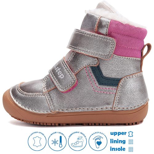 D.D.Step Barefoot Pezsgő-pink bélelt kislány cipő 