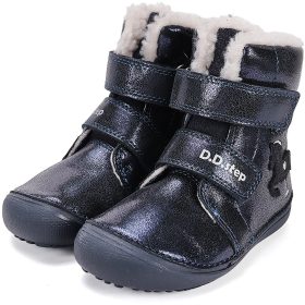 D.D.Step Barefoot Lovas éjkék bélelt kislány cipő