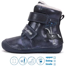 D.D.Step Barefoot Lovas éjkék bélelt kislány cipő